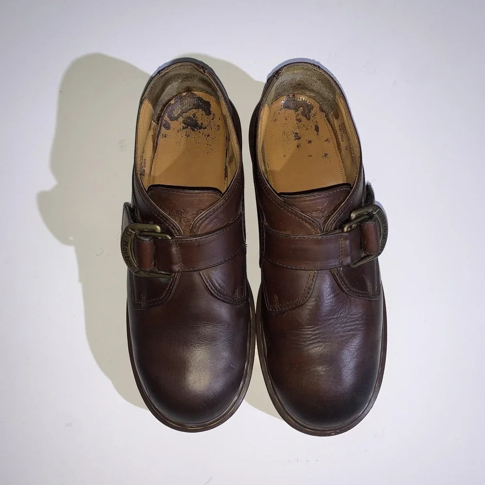 Dr. Martens Shoes Mens UK 10 Brown Leather Buckle Slip On Loafers England 8314